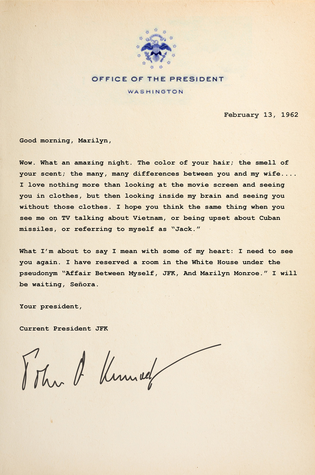 Illustration for article titled Amazing: Read These Newly Discovered Letters Between JFK And Marilyn Monroe